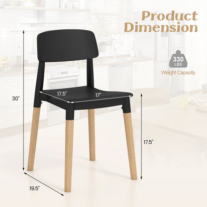 Set of 4 Modern Dining Side Chairs with Ergonomic Backrest for Dining Room - Black