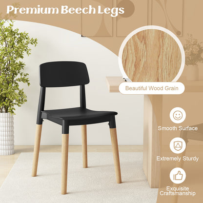Set of 4 Modern Dining Side Chairs with Ergonomic Backrest for Dining Room - Black