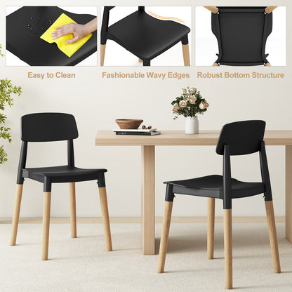 Set of 4 Modern Dining Side Chairs with Ergonomic Backrest for Dining Room - Black