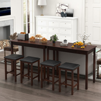 Modern Counter Height Dining Set with Table and 2 Padded Bar Stools in Brown Finish