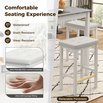 5-Piece Counter Height Bar Dining Set with 4 Upholstered Stools in White