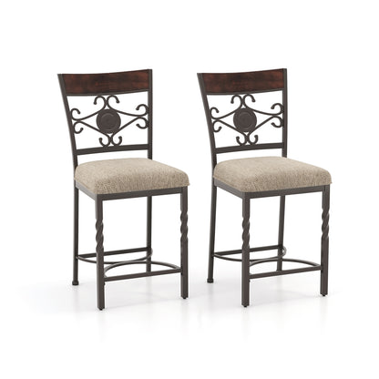 Comfortable 25 Inch Bar Stools with Soft Sponge Seat and Ergonomic Back, Set of 2