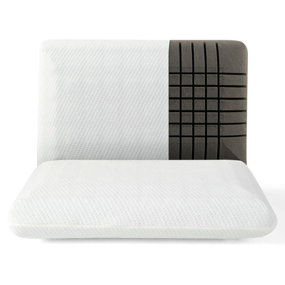 Set of 2 Bamboo Charcoal Memory Foam Pillows for Pain Relief and Optimal Sleep Support