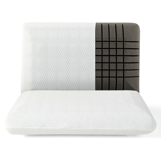 Set of 2 Bamboo Charcoal Memory Foam Pillows for Pain Relief and Optimal Sleep Support