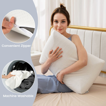 Set of 2 Bamboo Charcoal Memory Foam Pillows for Pain Relief and Optimal Sleep Support
