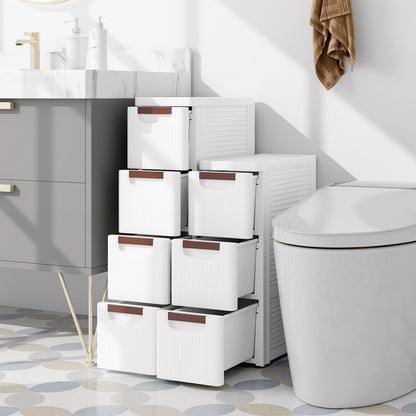 Space-Saving Narrow Storage Cabinet with Stylish Finish and Built-In Wheels – 3-Drawer