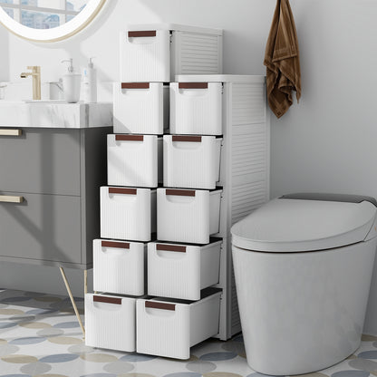 Space-Saving Narrow Storage Cabinet with Stylish Finish and Built-In Wheels – 5-Drawer