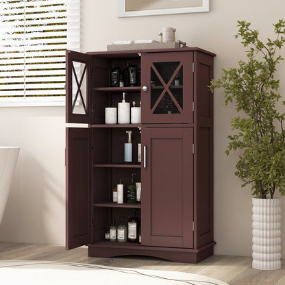 5 Tier Freestanding Storage Cabinet with 4 Doors & Adjustable Shelves