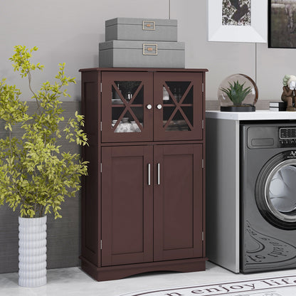 5 Tier Freestanding Storage Cabinet with 4 Doors & Adjustable Shelves