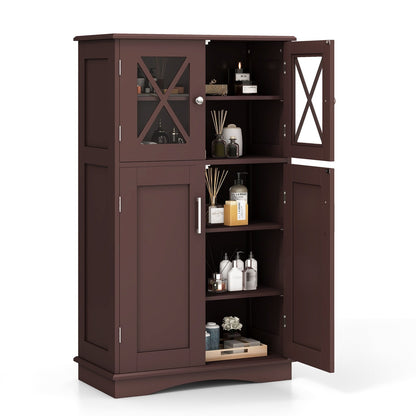 5 Tier Freestanding Storage Cabinet with 4 Doors & Adjustable Shelves