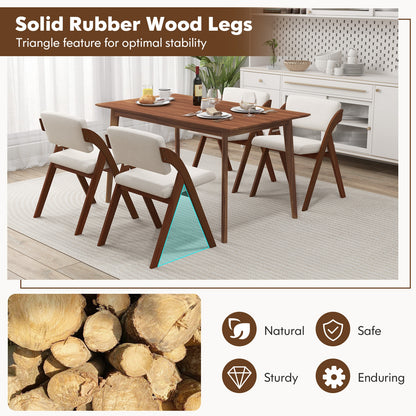 Set of 2 Folding Dining Chairs with Rubber Wood Legs and Cushioned Seat - Walnut