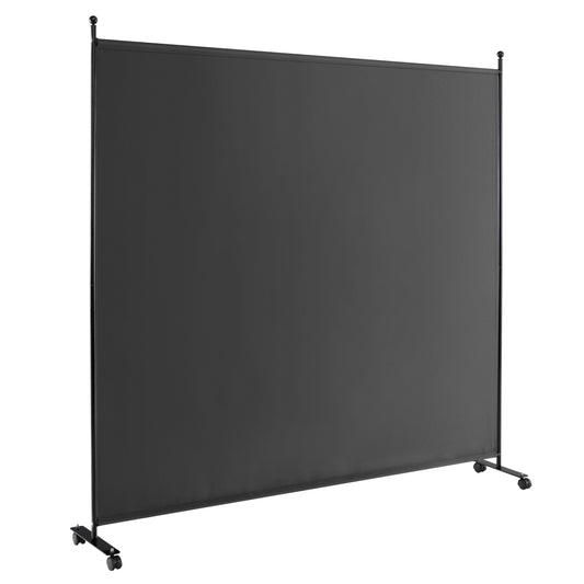 6 Foot Rolling Privacy Screen with Lockable Wheels Single Panel Divider - Dark Grey