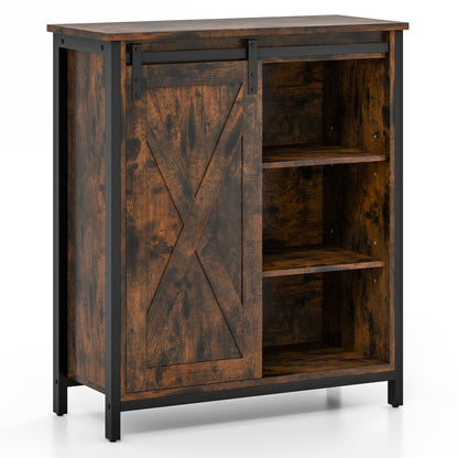 Farmhouse Sideboard Buffet Cabinet with Sliding Barn Door and Adjustable Shelves 32 Inch