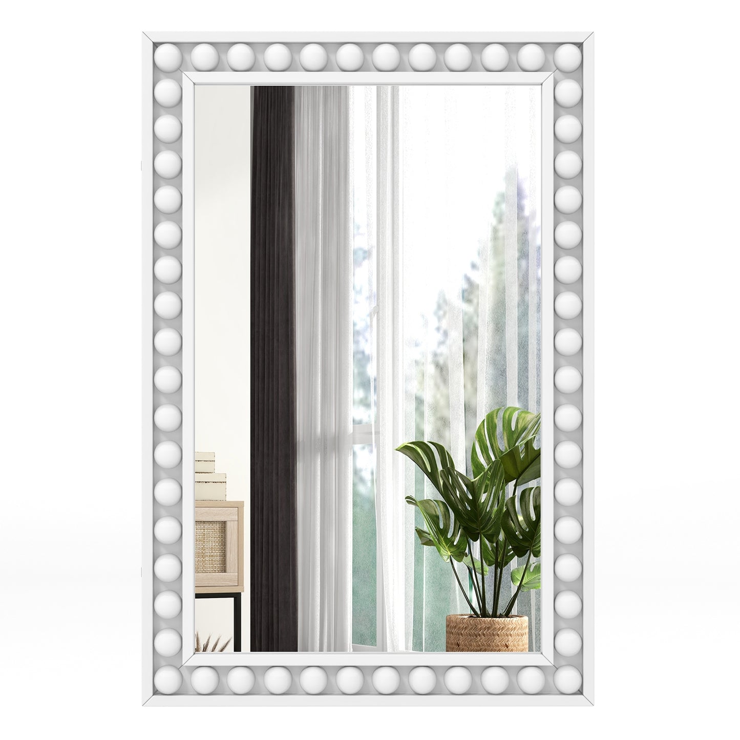 24 x 36 Inch White Rustic Wood-Framed Wall Mirror – Perfect for Living Room & Bedroom
