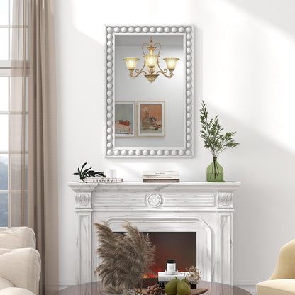 24 x 36 Inch White Rustic Wood-Framed Wall Mirror – Perfect for Living Room & Bedroom