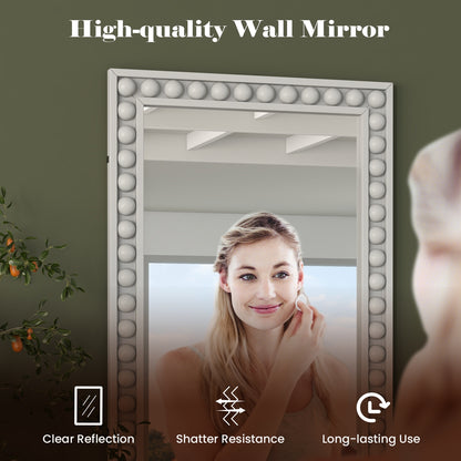 24 x 36 Inch White Rustic Wood-Framed Wall Mirror – Perfect for Living Room & Bedroom