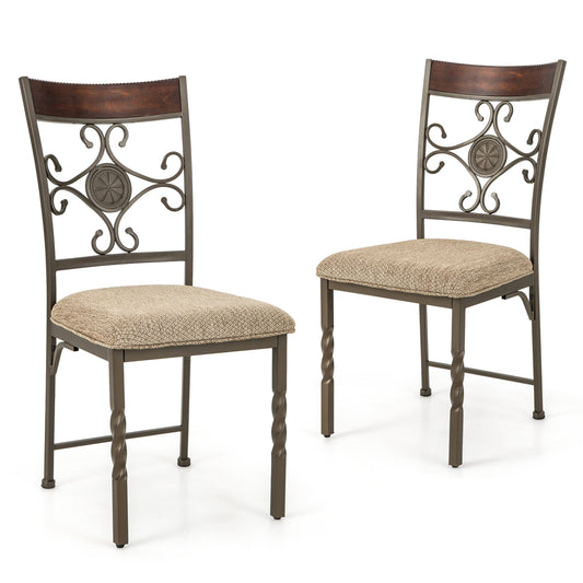 Armless Dining Chairs with Comfortable Seat Cushion for Kitchen and Dining Room, Set of 2