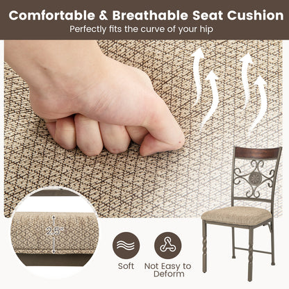 Armless Dining Chairs with Comfortable Seat Cushion for Kitchen and Dining Room, Set of 2