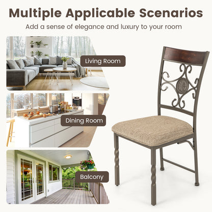 Armless Dining Chairs with Comfortable Seat Cushion for Kitchen and Dining Room, Set of 2