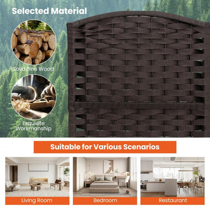 6-Panel 5.6ft Folding Room Divider with Hand-Woven Texture for Privacy and Style - Brown