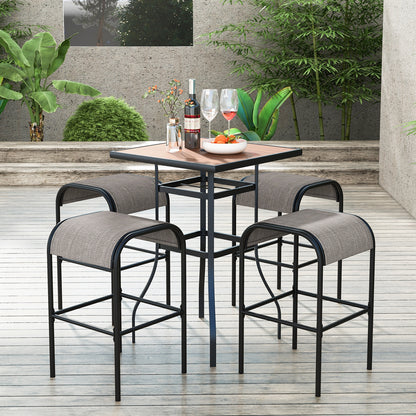 Durable Outdoor Metal Bar Stools with Comfortable Fabric Seat, Set of 4