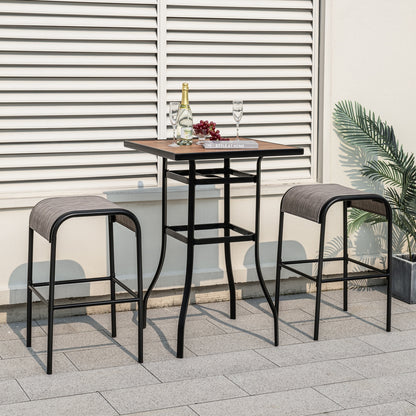 Durable Outdoor Metal Bar Stools with Comfortable Fabric Seat, Set of 4