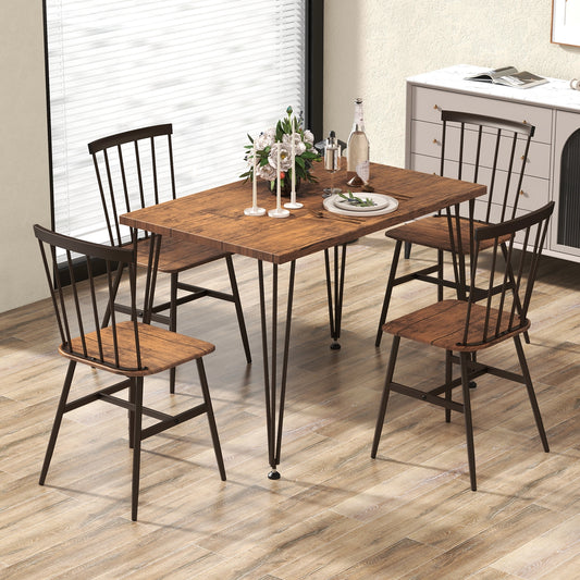 5-Piece Dining Set with Table and 4 Chairs in Walnut with Swivel Feet