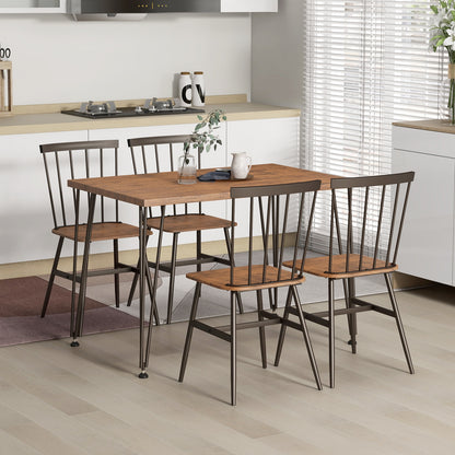 5-Piece Dining Set with Table and 4 Chairs in Walnut with Swivel Feet