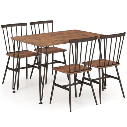 5-Piece Dining Set with Table and 4 Chairs in Walnut with Swivel Feet