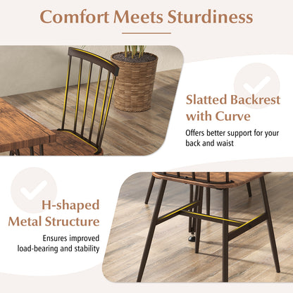 5-Piece Dining Set with Table and 4 Chairs in Walnut with Swivel Feet