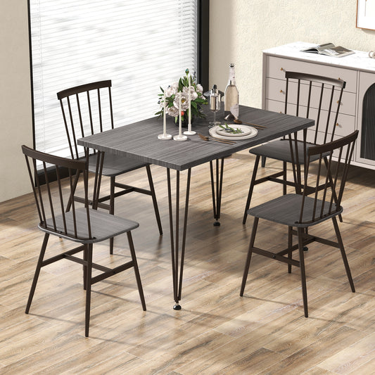 5-Piece Dining Set with Table and 4 Chairs in Grey Oak with Swivel Feet
