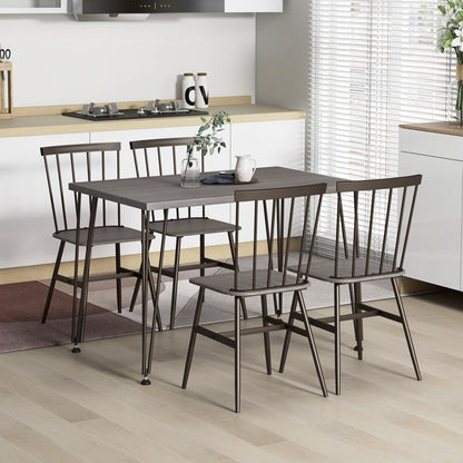5-Piece Dining Set with Table and 4 Chairs in Grey Oak with Swivel Feet