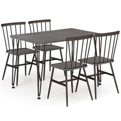 5-Piece Dining Set with Table and 4 Chairs in Grey Oak with Swivel Feet