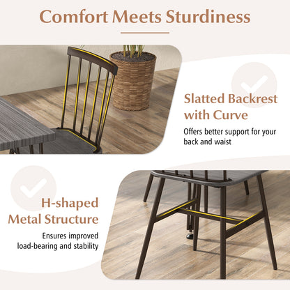 5-Piece Dining Set with Table and 4 Chairs in Grey Oak with Swivel Feet
