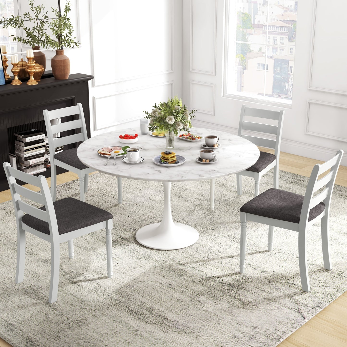 Durable Rubber Wood Dining Chairs with Comfortable Upholstered Seat – Set of 2