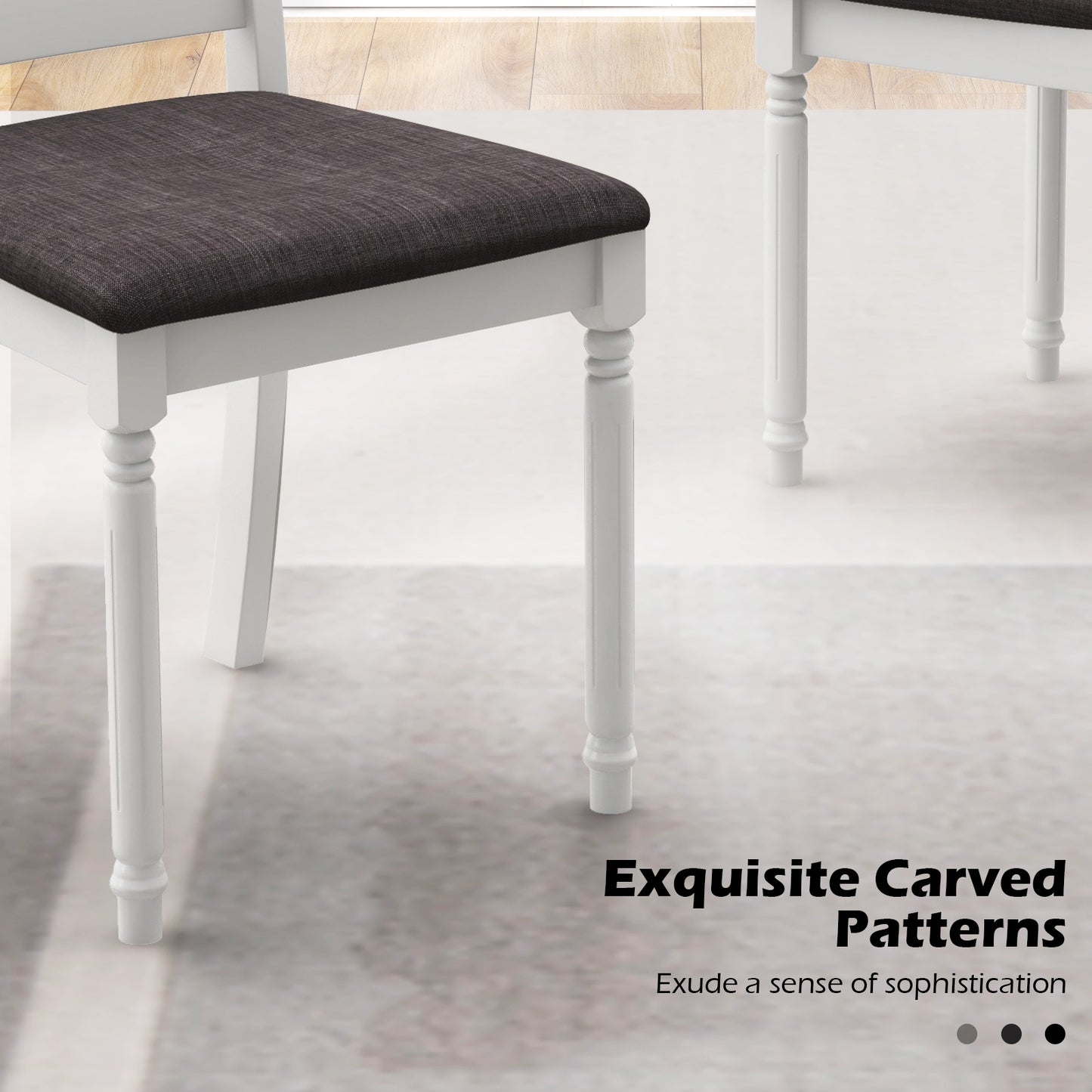 Durable Rubber Wood Dining Chairs with Comfortable Upholstered Seat – Set of 2