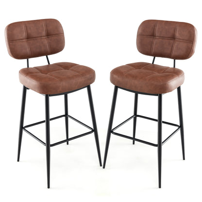 Comfortable Bar Stools with Padded Seat and Lattice Back Design, Set of 2
