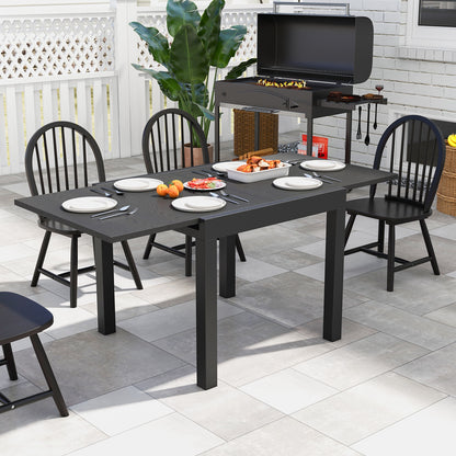 Expandable Outdoor Dining Table for 4 to 6 People with Adjustable Length and Aluminum Frame