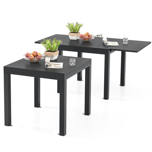 Expandable Outdoor Dining Table for 4 to 6 People with Adjustable Length and Aluminum Frame