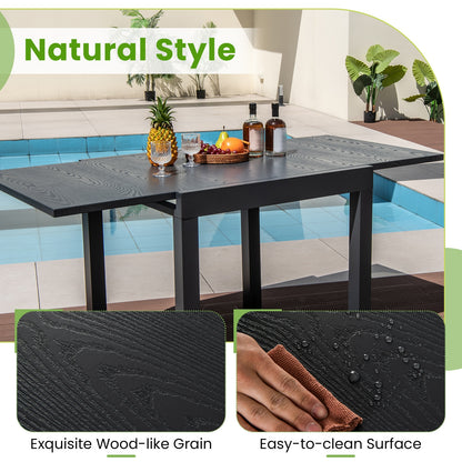 Expandable Outdoor Dining Table for 4 to 6 People with Adjustable Length and Aluminum Frame