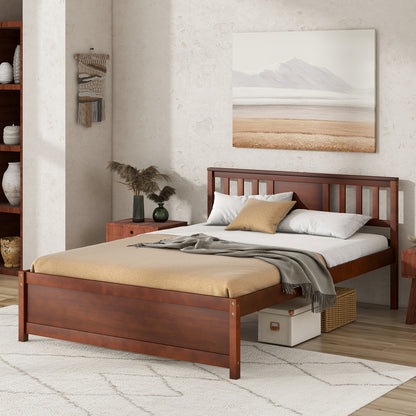 Durable Wooden Platform Bed with Headboard & Slat Support - Full Size