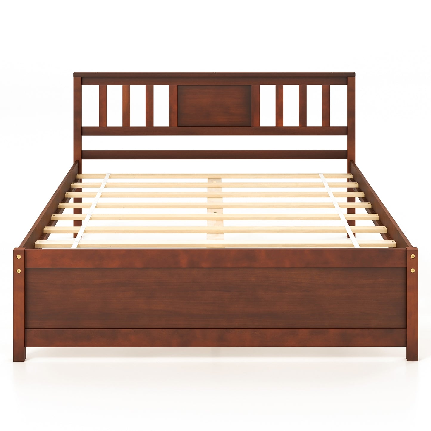 Durable Wooden Platform Bed with Headboard & Slat Support - Full Size