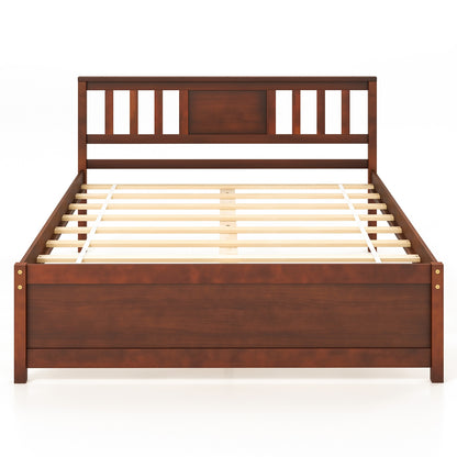 Durable Wooden Platform Bed with Headboard & Slat Support - Full Size