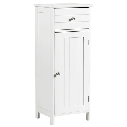 Compact Wooden Bathroom Storage Cabinet with Adjustable Shelf & Drawer