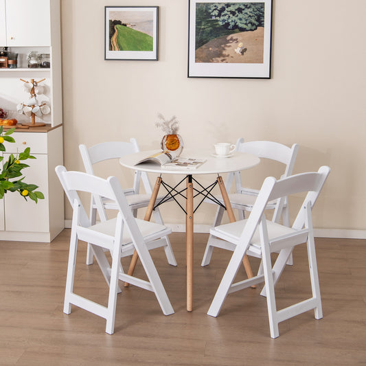 Resin Folding Chairs with Padded Seat for Outdoor and Indoor Use - Set of 4
