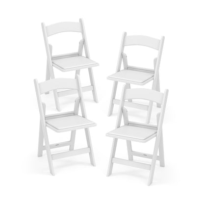 Resin Folding Chairs with Padded Seat for Outdoor and Indoor Use - Set of 4