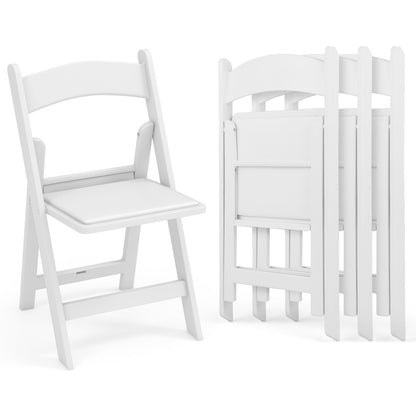 Resin Folding Chairs with Padded Seat for Outdoor and Indoor Use - Set of 4