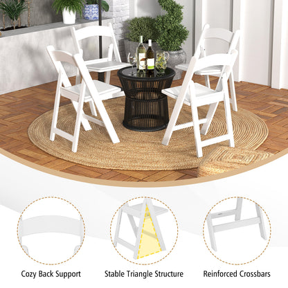 Resin Folding Chairs with Padded Seat for Outdoor and Indoor Use - Set of 4