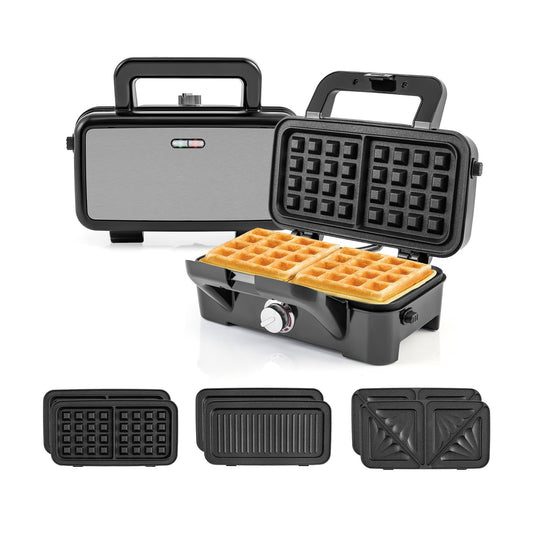 Versatile 3 in 1 Sandwich Maker & Grill with 1200W Power and Removable Non Stick Plates