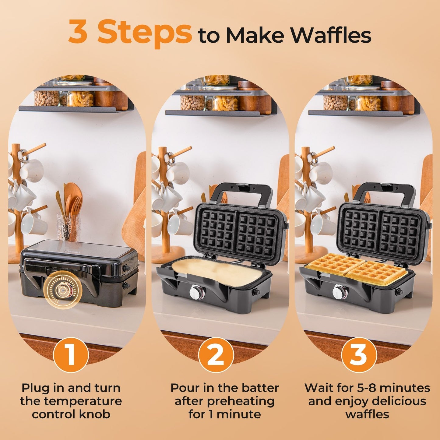 Versatile 3 in 1 Sandwich Maker & Grill with 1200W Power and Removable Non Stick Plates